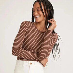 Marine Layer Lexi Ribbed Crewneck Long Sleeve Top Size XS In Red Stripe